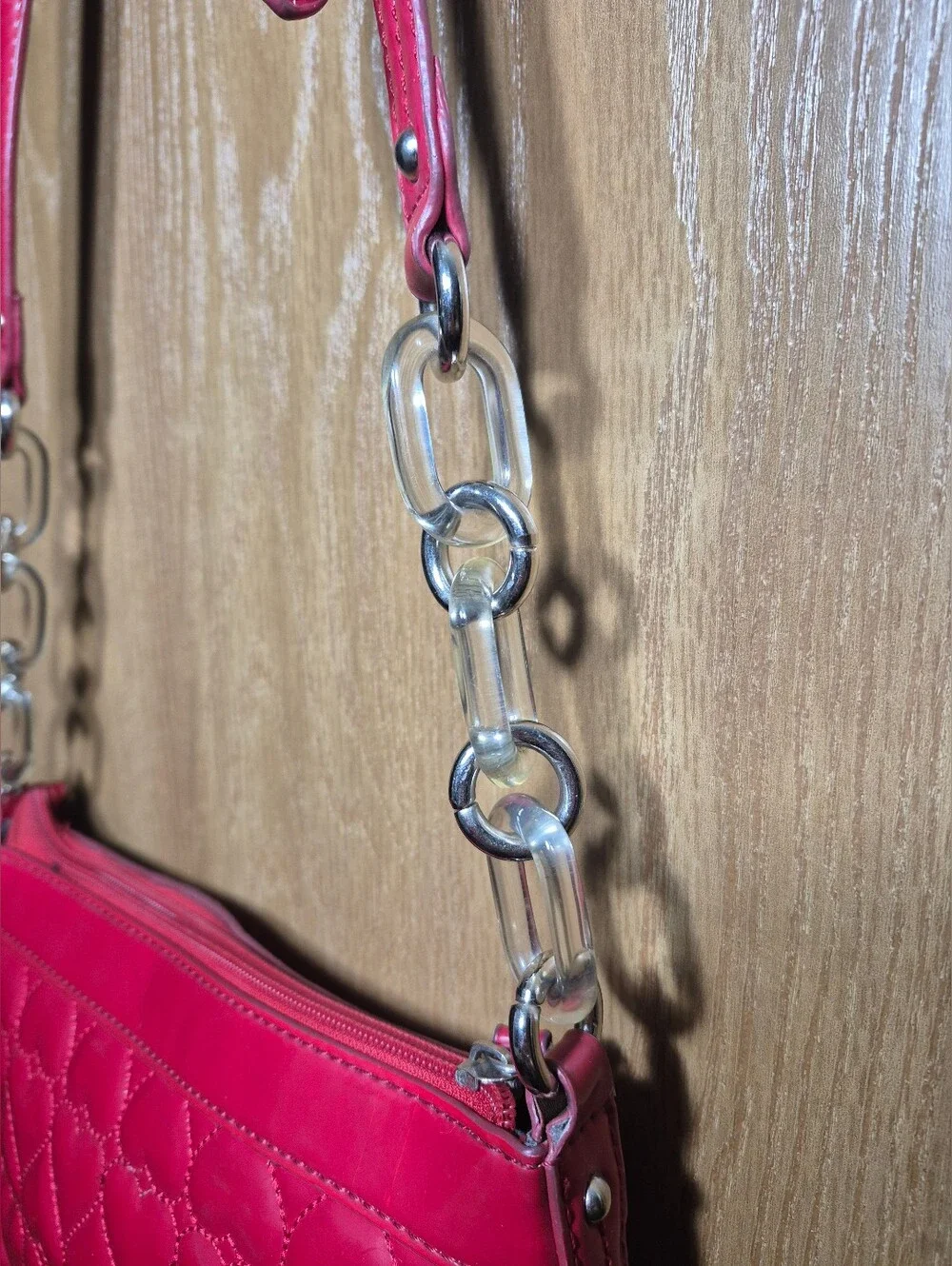 Lulu Guinness Red Heart-Shaped Quilted Crossbody Bag